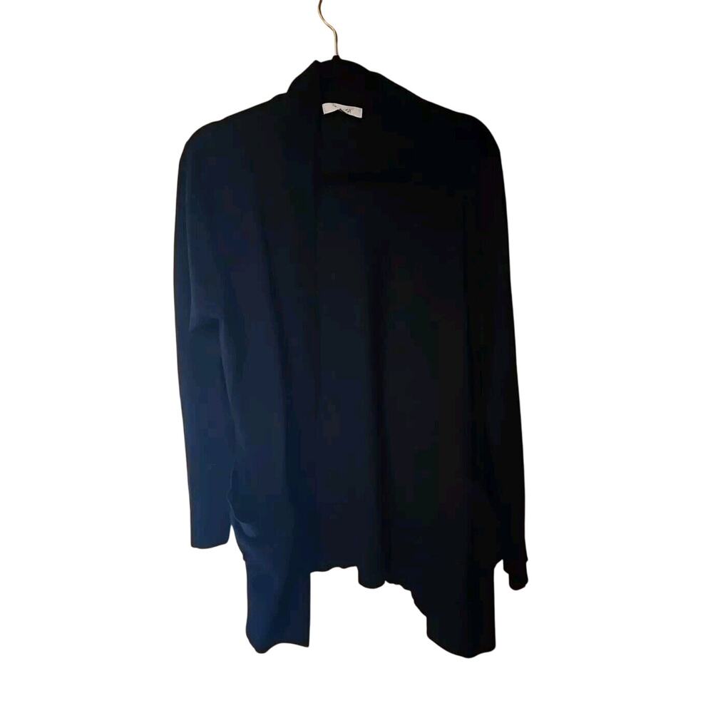 Active USA Blue Open Front Rib Banded Pockets Cardigan Sweater Womans Size 2XL